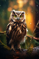 owl in forest, bokeh, beautiful lighting created with Generative Ai