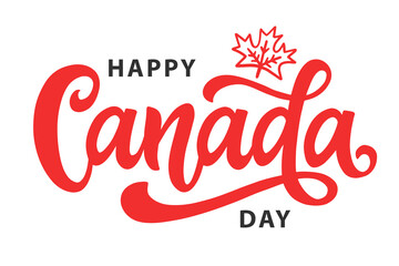 Canada Day Lettering Greeting Card Red Maple Leaf