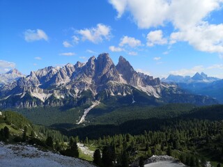 Fototapeta na wymiar Mountain scenery in the Dolomites, Italy, with rocky mountains