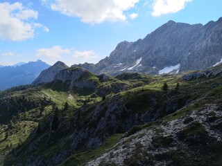 Naklejka na ściany i meble Mountain scenery in the Dolomites, Italy, with rocky mountains