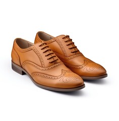 tan wingtip lace up shoes