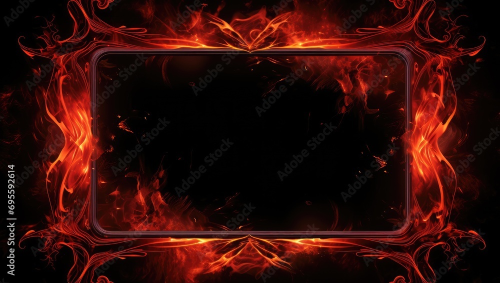Aufkleber an elegant rectangle frame in hot flame generative ai
