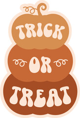 Groovy Retro Fall Halloween Trick-or-Treat Pumpkins Stacked