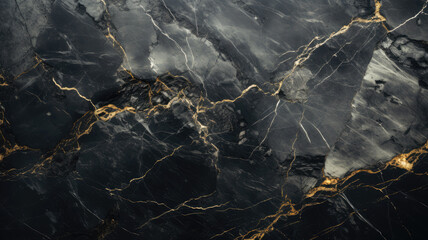 Black marble texture background, abstract pattern of gold lines in dark rock. Luxury stone...