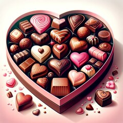 Heart Shaped Box of Assorted Chocolates, Valentine’s Day Sweet Gift and Love Concept  © Marco
