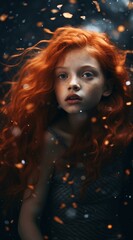 A young girl with red hair and freckles Generative AI
