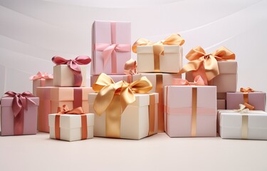 A Variety of Gift Boxes with Bows Generative AI