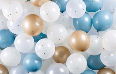 A Bunch of Gold, White, and Blue Balloons Generative AI