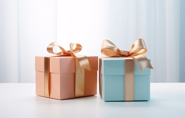 Two Gift Boxes with Gold Bows Generative AI