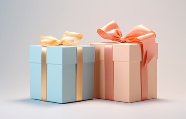 Obraz premium Two Gift Boxes with Bows Generative AI