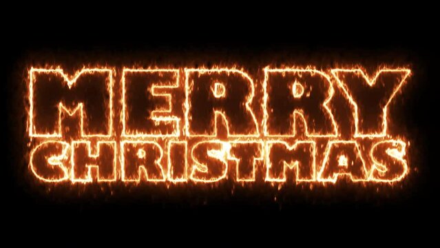 Fire effect animation text Merry Christmas