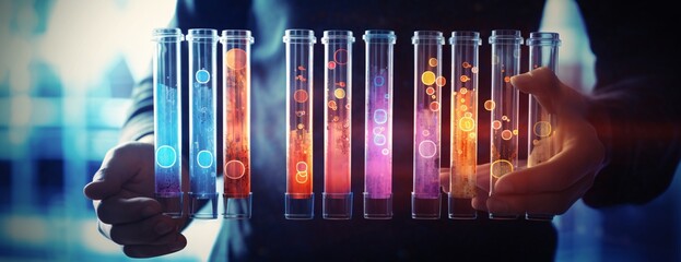 Science Lab Equipment: A Collection of Colorful Test Tubes Generative AI