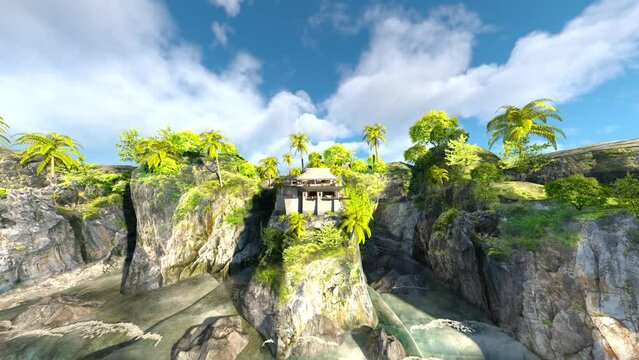 島の突端にある家　3DCG レンダリング