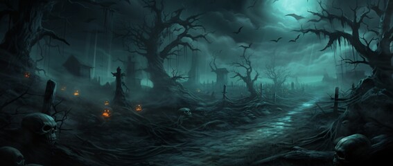 A spooky graveyard scene with a full moon in the background Generative AI