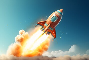 A rocket blasting off into space Generative AI