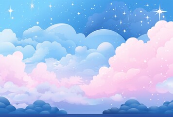 Fototapeta na wymiar A beautiful pink and blue cloudy sky at night Generative AI