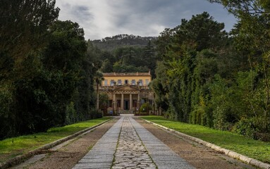 long road leading to the entrance of Napoleon Bonaparte summer residence in exile on Elba Island