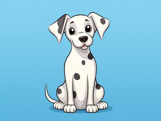 Fototapeta premium 2d funny cute cartoon Dalmatian Dog animal, colorful illustration, flat background