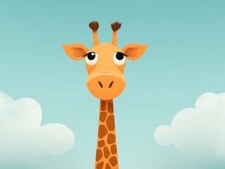 Naklejka premium 2d funny cute cartoon Giraffe animal, colorful illustration, flat background