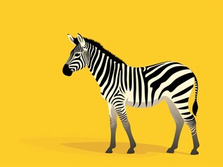 Fototapeta na wymiar 2d funny cute cartoon Zebra animal, colorful illustration, flat background