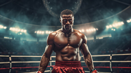 Fototapeta na wymiar portrait of a boxer in a boxing gloves.