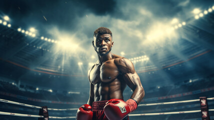 portrait of a boxer in a boxing gloves.
