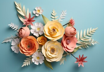 Obraz na płótnie Canvas A beautiful arrangement of flowers and leaves Generative AI