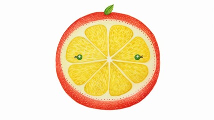 Cute lemon. Happy Fruit on white background with a smile in children's illustration style