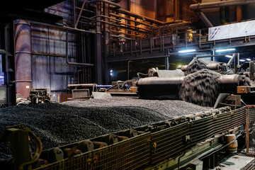 Industrial production line of Iron ore pellets in metallurgical factory