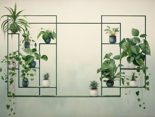 A variety of potted plants on a shelf Generative AI