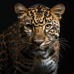 Leopard's Piercing Gaze: Majestic feline, intense stare, representing wild beauty and power