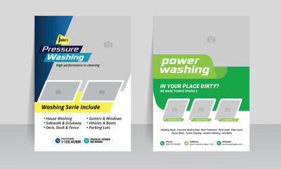 pressure cleaning & power washing flyer template   - obrazy, fototapety, plakaty