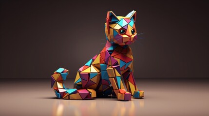 Colorful Cat Sculpture Generative AI