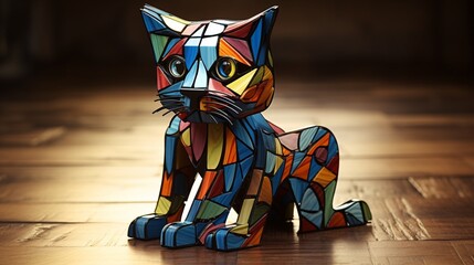 Colorful Cat Figurine Generative AI