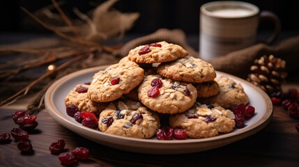 A stack of delicious cookies with a cup of milk Generative AI
