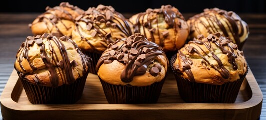 Chocolate Chips and Chocolate Frosting on Cupcakes Generative AI