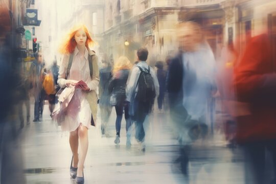 Blurred fuzzy city landscape, blurry city streets