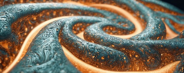 a close up of a blue and orange swirl
