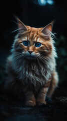 Obraz premium a dream looks like to a fluffy orange long haired cat created with Generative Ai