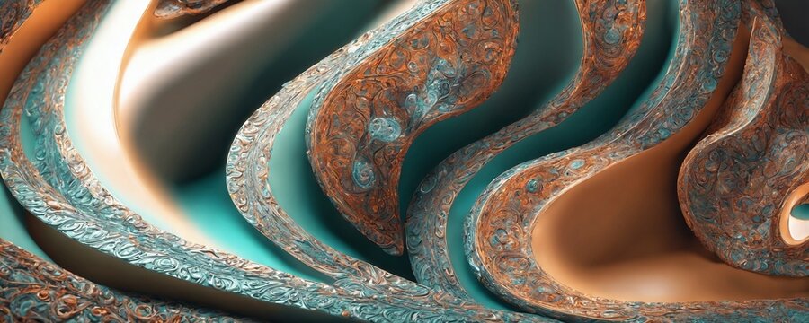 a close up of a blue and brown abstract design