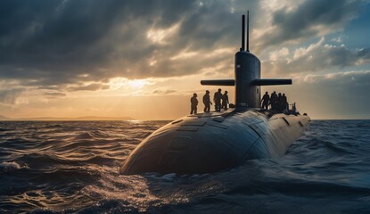 Sailors on a submarine Generative AI - obrazy, fototapety, plakaty