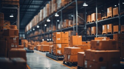 Warehouse with Orange Boxes Generative AI