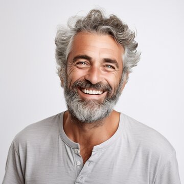 A man with a beard and mustache smiling at the camera Generative AI