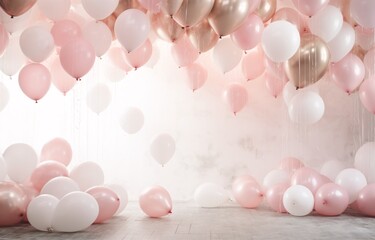 Pink Balloons in a White Room Generative AI