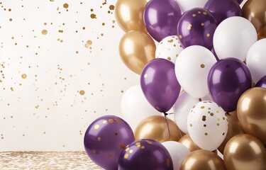 A Bunch of Purple and Gold Balloons Generative AI