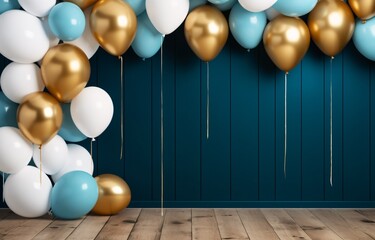 Golden Balloons and Blue Wall Generative AI