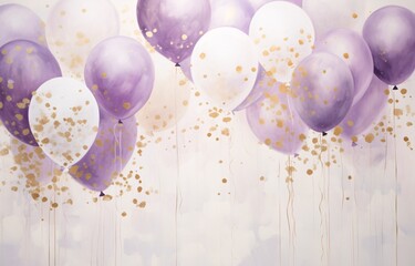 Purple and Gold Balloons in the Air Generative AI