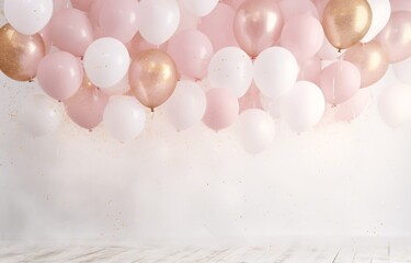 Pink and White Balloons in the Air Generative AI