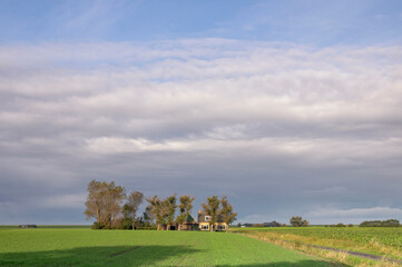 Farm buildings in the Dutch province Friesland close to the village Minnertsga
