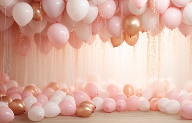 Pink Balloons and Streamers Generative AI